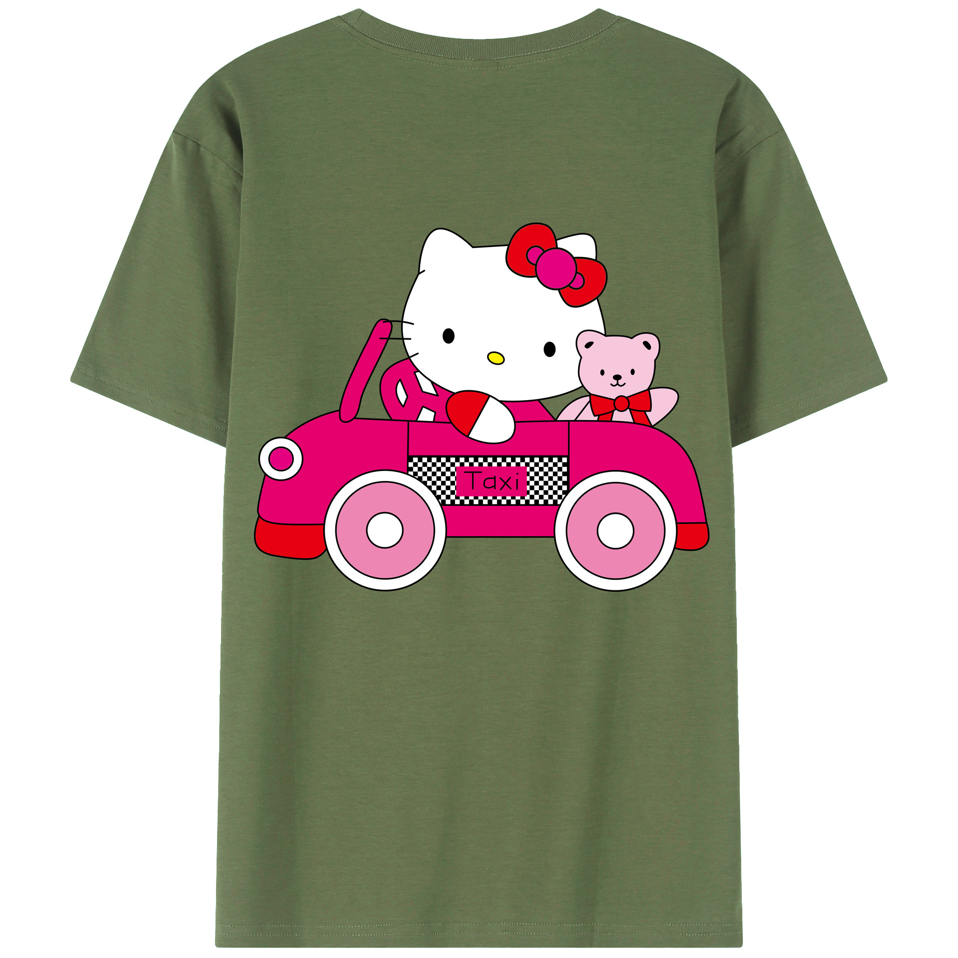 （画像用） Hello Kitty ハローキティ 綿100％ メンズ半袖Tシャツ（バックプリント） 通気性